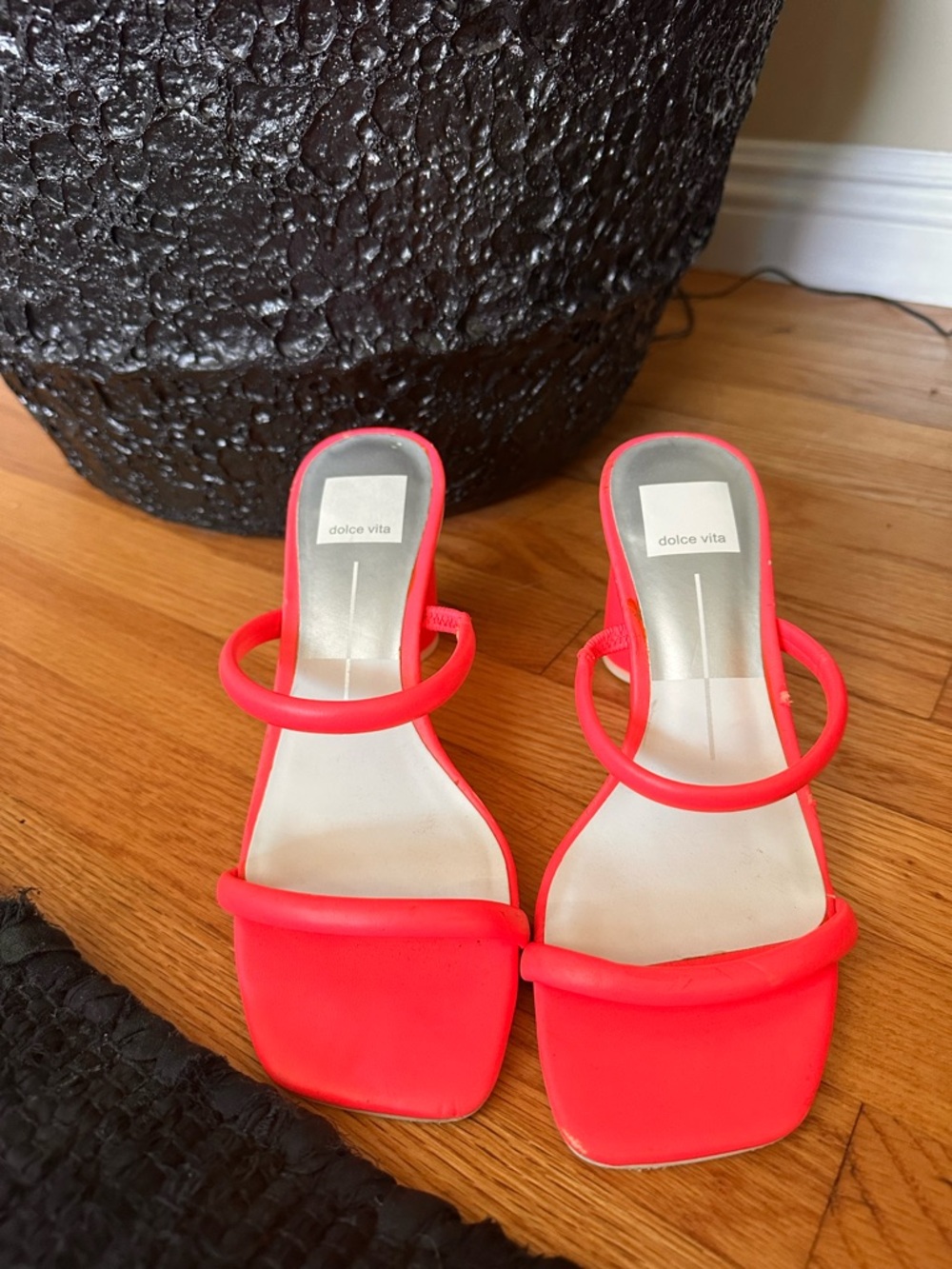 Dolce Vita Neon pink Double-Strap Slide Heels